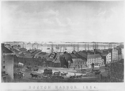 Fine Art Print of Boston Harbour, 1854 by American School
