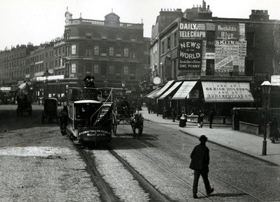 The Angel, Islington, London, c.1890 (b/w photo) by English Photographer - print