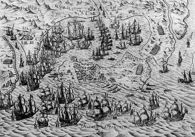Fine Art Print of The Capture of Cadiz, 21 June 1596 by English School
