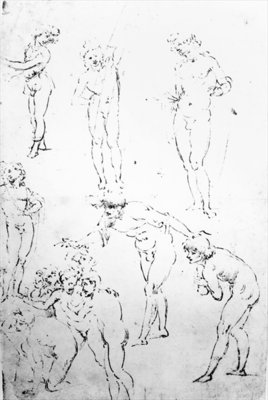 Figural Studies for the Adoration of the Magi, c.1481 (pen and ink on paper) by Leonardo da Vinci - print