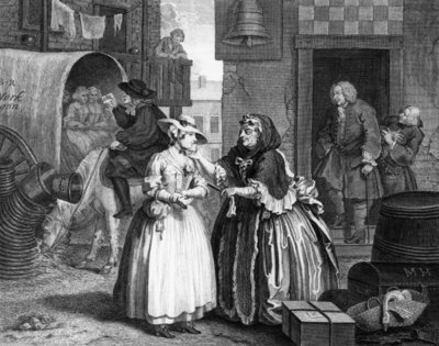 Fine Art Print of A Harlot's Progress, plate I, Ensnared by a Procuress by William Hogarth