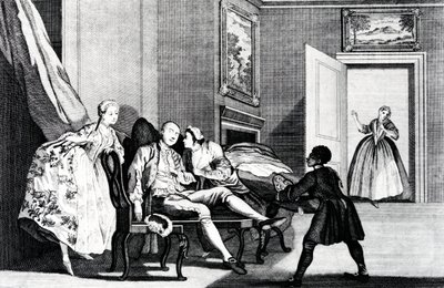 Stealing a Kiss, c,1743 (engraving) by Francis Hayman - print