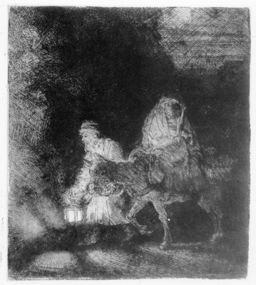 The Flight into Egypt, 1651 (etching) by Rembrandt Harmensz. van Rijn - print