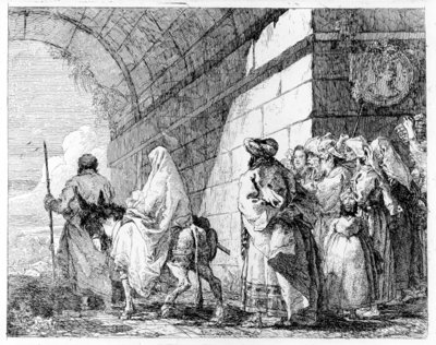 The Flight into Egypt, c.1750 (etching) by Domenico Tiepolo - print