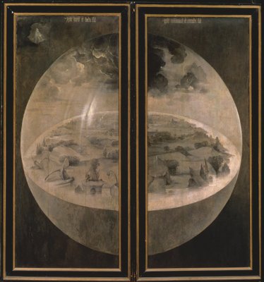 The Creation of the World, closed doors of the triptych 'The Garden of Earthly Delights', c.1500 (oil on panel) (see also 3425) by Hieronymus Bosch - print