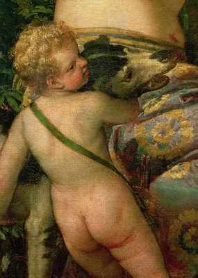 Cupid, detail from Venus and Adonis, 1580 (oil on canvas) (detail of 38598) by Veronese - print