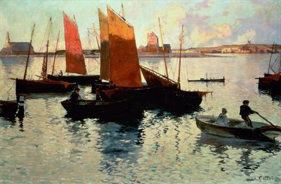 Evening Light at the Port of Camaret, 1892 (oil on canvas) by Charles Cottet - print