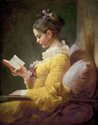 Young Girl Reading, c.1776 (oil on canvas) by Jean-Honore Fragonard - print