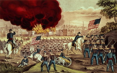 The Capture of Atlanta by the Union Army, 2nd September, 1864 (colour litho) by N. Currier - print