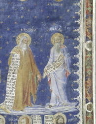 The Prophets fresco in the Salle de la Grande Audience (The Audience Chamber), detail depicting the Prophets Moses and Isaiah, c.1344-5 (fresco) by Matteo Giovanetti - print