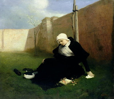 The Nun in the Cloister Garden, 1869 (oil on canvas) by Gabriel Max - print