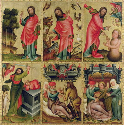 Fine Art Print of Inner left wing of the High Altar of St. Peter's in Hamburg, the Grabower Altar by Master Bertram of Minden