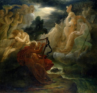 On the Bank of the Lora, Ossian Conjures up a Spirit with the Sound of his Harp, c.1811 (oil on canvas) by Francois Pascal Simon, Baron Gerard - print
