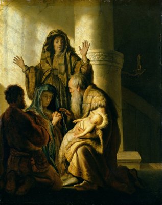 Fine Art Print of Simeon and Hannah in the Temple, c.1627 by Rembrandt Harmensz. van Rijn