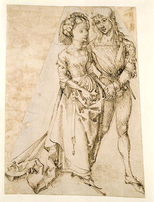 Lovers (pen and brown ink on white paper) by Albrecht Durer or Duerer - print