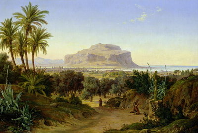 Fine Art Print of View of Palermo with Mount Pellegrino by August Wilhelm Julius Ahlborn