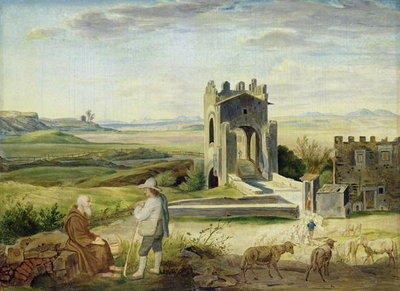 Fine Art Print of Campagna Landscape near the Nomentano Bridge by Heinrich Maria von Hess