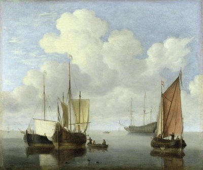 Seascape (oil on canvas) by Willem van de, the Younger Velde - print