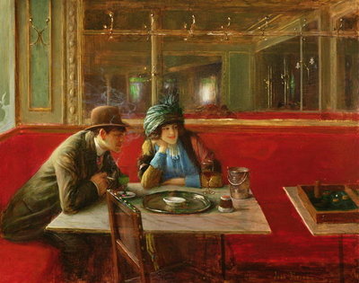 At the Cafe (panel) by Jean Beraud - print