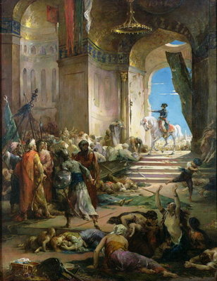 Napoleon Bonaparte (1769-1821) in the Grand Mosque at Cairo (oil on canvas) by Henri Leopold Levy - print