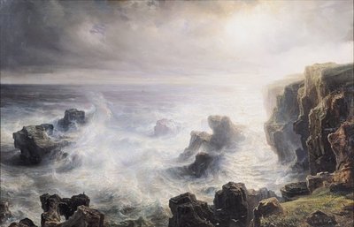 Storm off the Coast of Belle-Ile (oil on canvas) by Jean Antoine Theodore Gudin - print
