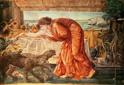 Circe Pouring Poison into a Vase and Awaiting the Arrival of Ulysses (w/c) by Sir Edward Burne-Jones - print