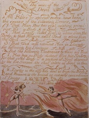 The Marriage of Heaven and Hell; The Voice of the Devil, c.1790 (relief etching tinted with watercolour) by William Blake - print