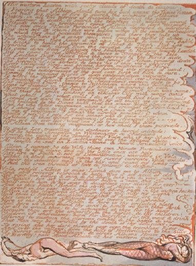 Jerusalem the Emanation of the Giant Albion; His western heaven, 1804 (relief etching with w/c) by William Blake - print