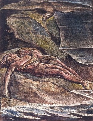 Milton a Poem: Albion on the rock, 1804 (relief etching, white engraving, w/c) by William Blake - print