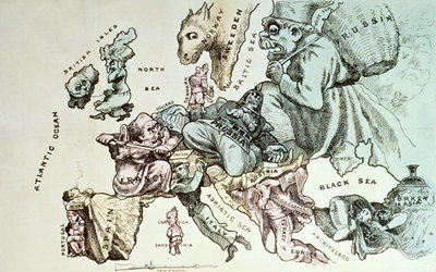 Comic map of Europe by Frederick Rose, c.1870 (litho) by Walter William May - print