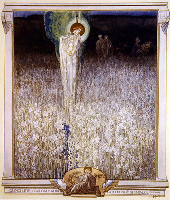 Illustration from Dante's 'Divine Comedy', Purgatory, Canto XXVIII: 130, 1921 (w/c on paper) by Franz von Bayros - print