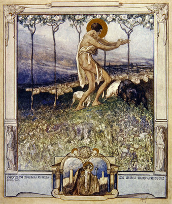 Illustration from Dante's 'Divine Comedy', Paradise, Canto XVI, 1921 (w/c on paper) by Franz von Bayros - print