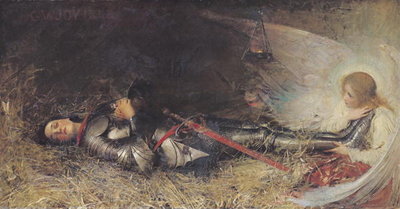 Joan of Arc Asleep, 1895 (oil on canvas) by George William Joy - print