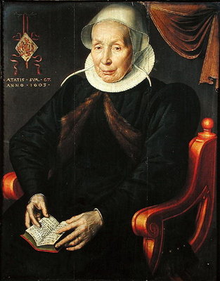 Portrait of an Elderly Woman, 1603 (oil on panel) by Aert Pietersz. - print