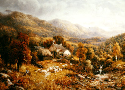 Near Bettws, North Wales (oil on board) by Robert John Hammond - print