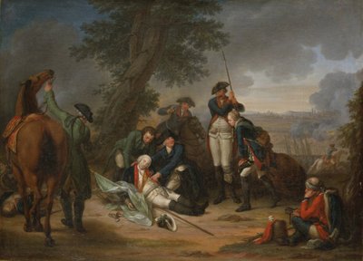 The Death of Field Marshal Schwerin at the Battle of Prague (oil on panel) by Johann Christoph Frisch - print