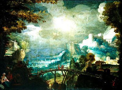 The Flight into Egypt (oil on canvas) by Anton Mirou - print