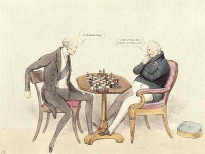 Ms 435a3 pl.215 A Game of Chess; Lord Grey (1764-1845) playing chess with William IV (1765-1837) during the Reform Bill controversy from Doyles Political Sketches, 1832 (print) by English School - print