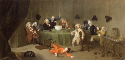 A Midnight Modern Conversation, c.1732 (oil on canvas) by William Hogarth - print