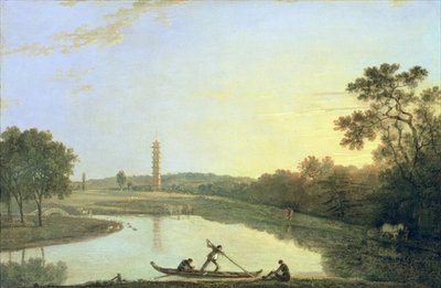 Kew Gardens: The Pagoda and Bridge, 1762 (oil on canvas) by Richard Wilson - print