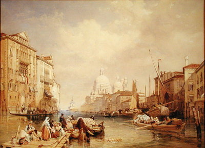 The Grand Canal, Venice, 1835 (w/c, bodycolour, pen, ink &amp; pencil on paper laid down on panel) by James Duffield Harding - print