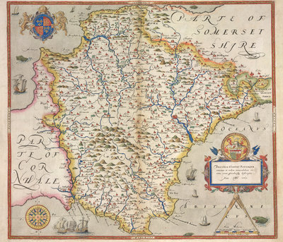 Fine Art Print of Map of Devon by Christopher Saxton