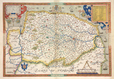 Fine Art Print of Map of Norfolk by Christopher Saxton