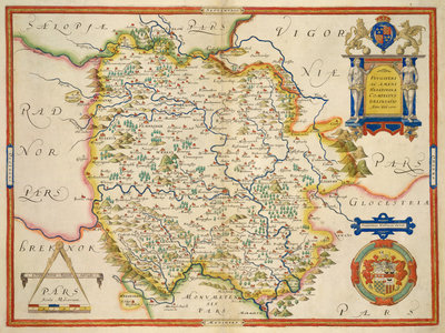 Fine Art Print of Map of Herefordshire by Christopher Saxton
