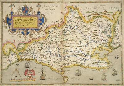 Fine Art Print of Map of Dorset by Christopher Saxton