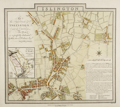 Fine Art Print of Map of Islington, London by Edward &amp; Benjamin Baker
