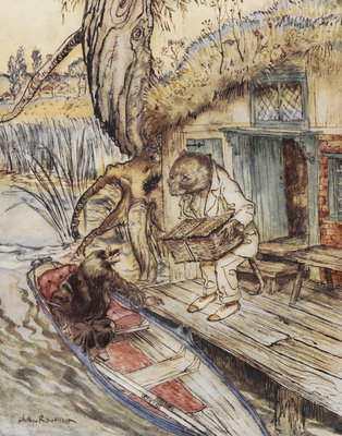 Rat and Mole by the river by Arthur Rackham - print