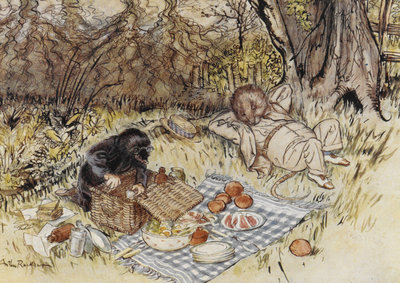 Rat and Mole having a picnic by Arthur Rackham - print