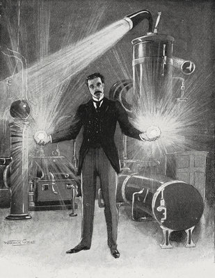 Fine Art Print of Nikola Tesla - The New Wizard of the West by Warwick Goble