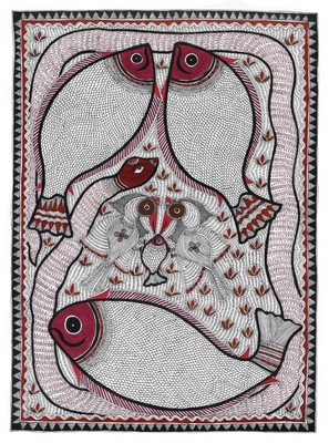 Fine Art Print of Fish and Snakes by Santosh